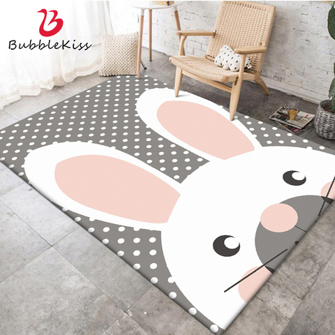 Alfombras de estilo coreano con diseño de conejo para decoración del hogar, alfombrilla antideslizante para sala de estar, color rosa y gris, estilo burbuja Kiss ► Foto 1/6