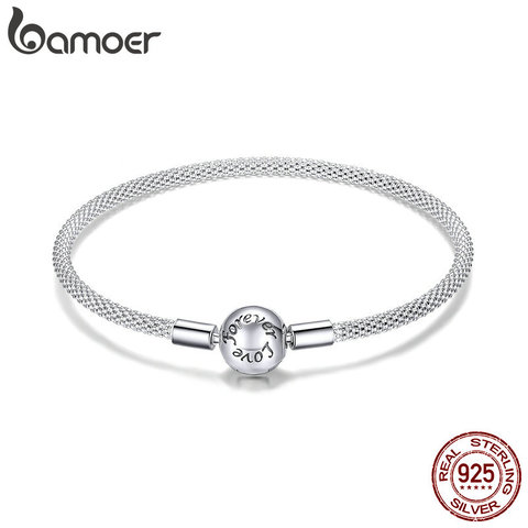 BAMOER-pulsera de cadena de serpiente para mujer, 100% Plata de Ley 925 clásica, amor eterno, joyería de plata de ley 17CM 19CM SCB105 ► Foto 1/6