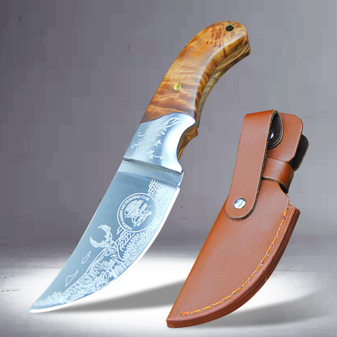 Cuchillo táctico de supervivencia al aire libre, hoja recta para campamento de madera, sombra de alta calidad, cuchillo de caza americano y europeo ► Foto 1/6