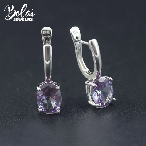 Bolai-pendientes colgantes de Alejandrita con cambio de Color para mujer, Plata de Ley 925, joyería fina de 9x7mm para mujer, cumpleaños Simple ► Foto 1/6