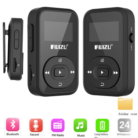 Nueva llegada Original RUIZU X26 del deporte Bluetooth MP3 reproductor de 8 GB Mini Clip con soporte de pantalla FM grabación e-book reloj podómetro ► Foto 1/6