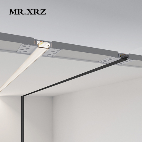 MR.XRZ 2m 18 W/M SMD Barra de luces LED lineal sin marco con cubierta negra suave perfil aluminio empotrado lámparas para iluminación interior ► Foto 1/6