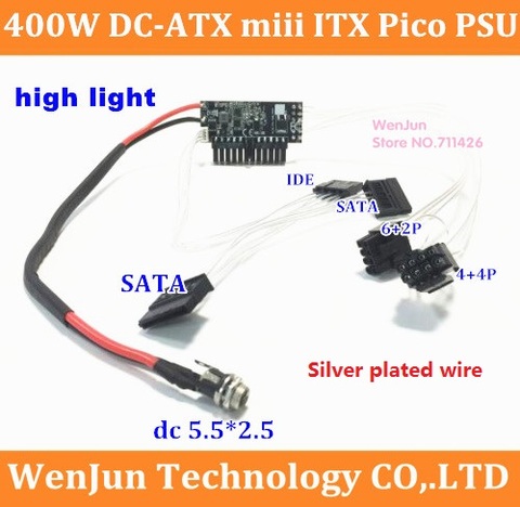 Minifuente de alimentación ATX para ordenador, 400W, 24 pines, 12V, entrada de cc, Mini ITX, Pico, PSU, PC, interruptor, DC-DC, tarjeta de vídeo, 8 pines (6 + 2), CPU 4 + 4P IDE ► Foto 1/6