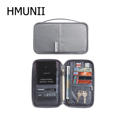 HMUNII-porta pasaporte impermeable, Cartera de viaje grande, organizador de tarjetas de crédito, accesorios de viaje, bolsa para documentos, tarjetero ► Foto 1/6