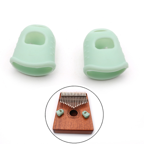 Kalimba-Protectores de dedos de silicona para principiantes, accesorios de guitarra de tamaño grande, color verde, 2 uds. ► Foto 1/6