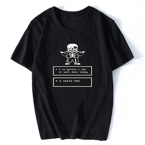 Camiseta de Juego Undertale para hombre, camisetas negras con estampado de dibujos animados de cráneo hermano Sans Papyrus, camisetas de manga corta con cuello redondo ► Foto 1/6