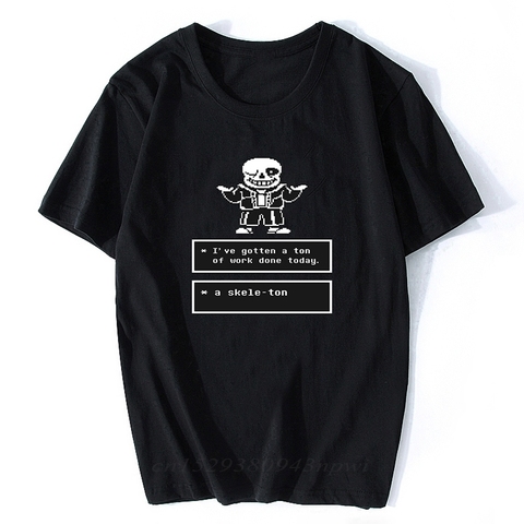 Camiseta de Juego Undertale para hombre, camisetas negras con estampado de dibujos animados de cráneo hermano Sans Papyrus, camisetas de manga corta con cuello redondo ► Foto 1/6