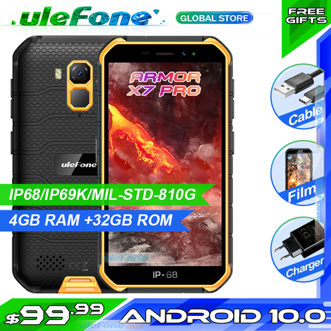 Ulefone armadura X7 Pro IP68 Smartphone impermeable Android10 resistente teléfono 4GB de RAM NFC 4G LTE 2,4G/5G WiFi teléfono móvil ► Foto 1/6