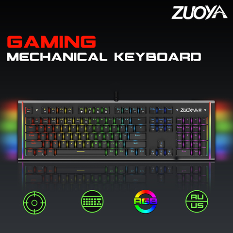 Teclado mecánico para videojuegos RGB Mix, retroiluminado con cable, interruptor Azul, Negro, Rojo, antighosting, para ordenador portátil, ruso, EE. UU. ► Foto 1/6