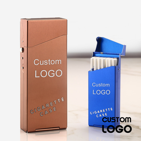 Estuche para cigarrillos con logotipo grabado personalizado, caja para cigarrillos con capacidad de almacenamiento para regalo ► Foto 1/6
