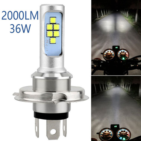 36W H4 motocicleta faro LED dos lados Universal Scooter luz delantera de motocicleta H4 HS1 6000K 2000lm lámpara Super brillante ► Foto 1/6