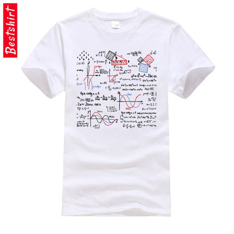 Camiseta de algodón para hombre, 100% de matemáticas, fórmulas matemáticas, números, gráfico, área geométrica, Theroy, ciencia física, química ► Foto 1/6