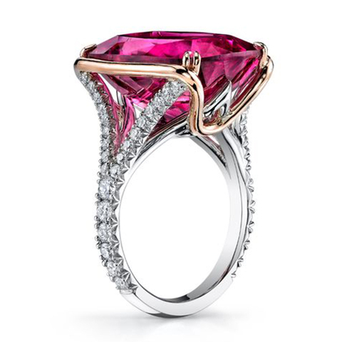 Anillo de compromiso de plata de primera ley con piedra para mujer, sortija de compromiso, plata esterlina 2022, Color rosa, rojo ► Foto 1/5