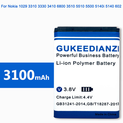 GUKEEDIANZI BL-5B BL5B BL 5B batería para Nokia 3230, 5070 de 5140 5140i 5200, 5300, 5500, 6020, 6021, 6060, 6070, 6080, 6120, 3100mAh batería de la batería ► Foto 1/4