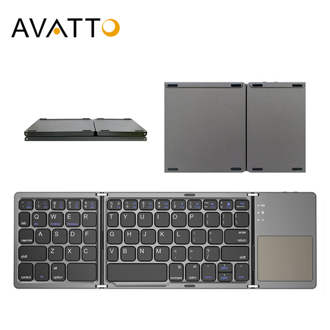 AVATTO-miniteclado plegable B033, ruso/español/árabe, teclado inalámbrico Bluetooth con panel táctil para Windows, Android, IOS ► Foto 1/6