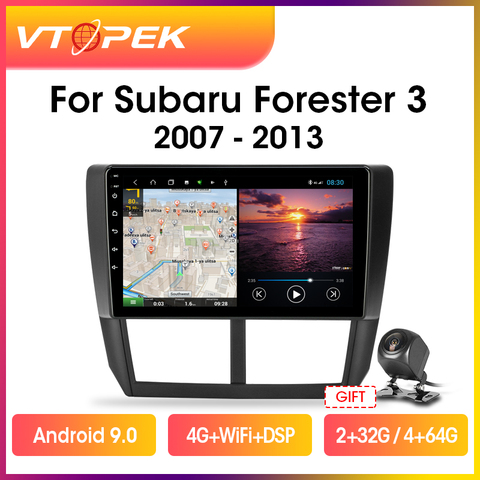 Vtopek-Radio multimedia con GPS para coche, Radio con reproductor, 9 pulgadas, DSP, 4G + WiFi, 2Din, Android, vídeo, para Subaru Forester 3 SH 2007-2013, Unidad Principal ► Foto 1/6
