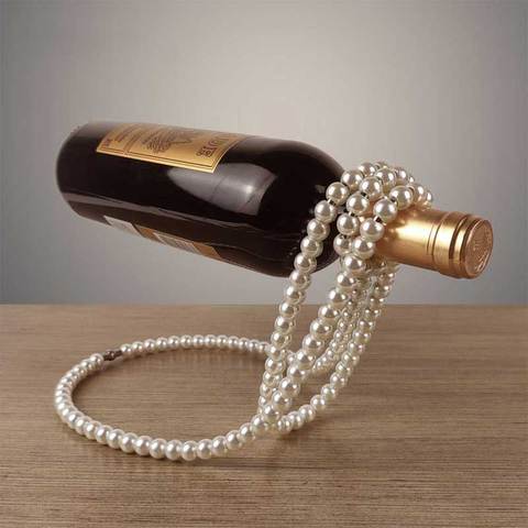 Collar de perlas doradas de acero inoxidable para vino, soporte de abrazadera para Pedestal de champán y Whisky, adornos pequeños creativos ► Foto 1/6