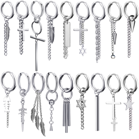 2 unids/set KPOP ADN coreano pendientes de cadena de acero inoxidable de ídolo de las mujeres de los hombres de Rock Grunge Hipster Punk botón pendientes Unisex ► Foto 1/4
