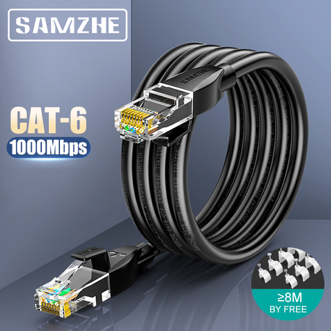 SAMZHE CAT6-Cable Ethernet redondo Cat 6 Lan, Cable de conexión de red RJ 45 para enrutador de portátil, Cable de Internet RJ45 ► Foto 1/6