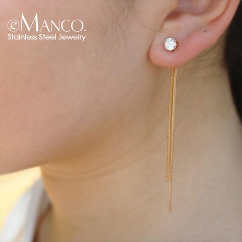 Pendientes colgantes con diamantes de imitación para mujer, aretes largos con borlas, cadena de serpiente simple, Bisutería ► Foto 1/4