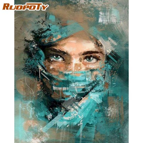 RUOPOTY-pintura por números DIY de 40x50cm para adultos, figura de mujer, pintura por número, decoración única hecha a mano para el hogar ► Foto 1/6