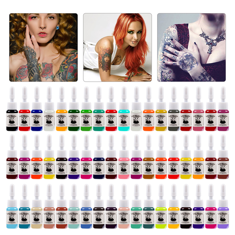 Juego de 54 unidades de tinta para tatuaje, 5ml/30ml/60ml, Kit de pigmento, tatuaje profesional, maquillaje, tatuaje, arte corporal semipermanente ► Foto 1/6