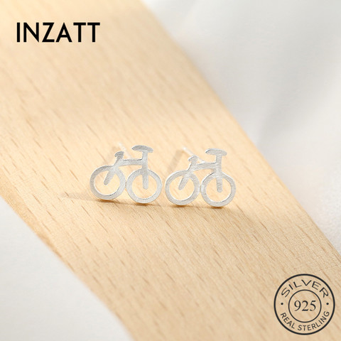 INZATT-Pendientes de broche rock, plata de ley 925 auténtica, aretes con forma de bicicleta, joyería, accesorios de fiesta ► Foto 1/3