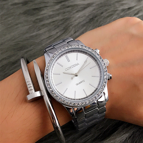 Contena-reloj de cuarzo para mujer, nuevo accesorio de marca de moda de lujo, pulsera de metal de acero inoxidable, relojes de pulsera vogue 2022 ► Foto 1/6