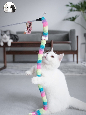 Varita de gato de juguete con plumas para gatos, juguete interactivo para gatos, varita de colores, suministros de Gato, accesorios para gatos ► Foto 1/6