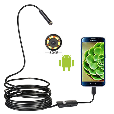 720P 8MM OTG Android endoscopio Cámara 1M vídeo endoscopio inspección por boroscopio Cámara Windows USB endoscopio para coche ► Foto 1/6
