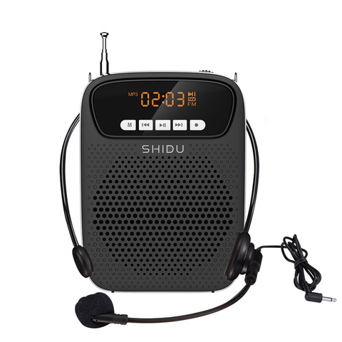 SHIDU 15W amplificador de voz portátil micrófono con cable Radio FM AUX Audio grabación Bluetooth altavoz para profesores Instructor S278 ► Foto 1/6