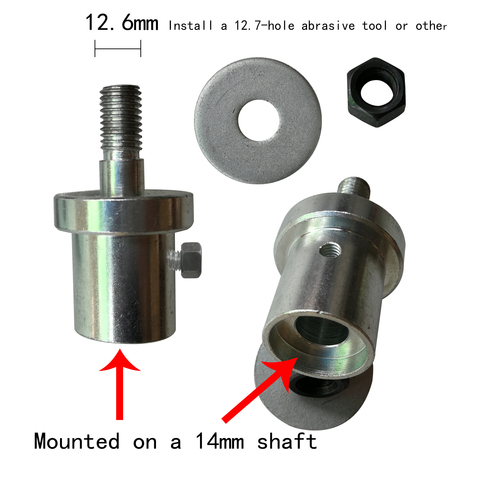 Adaptador de eje de motor, 14MM, para conectar un eje de 14mm, transferencia a un disco de diámetro de 12,7mm u otras herramientas ► Foto 1/6