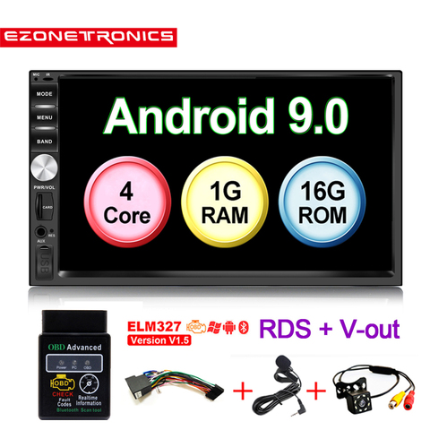 2Din Android 9,0 coche Radio Estéreo 7 pulgadas Universal del jugador del coche de navegación GPS Wifi Bluetooth OBD2 USB RDS SWC Audio Video SIN DVD ► Foto 1/6