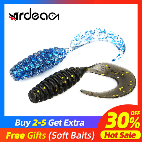 Ardea de señuelos suaves de silicona cebo 12 Uds 41mm y 0,8g Artificial rizado gusano de cola gusano Swimbait bajo Wobblers aparejos de pesca luminosos ► Foto 1/6