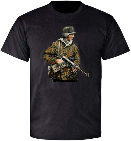 Camiseta de algodón con estampado de soldado militar para hombre, camisa de manga corta con cuello redondo, talla S-3XL ► Foto 1/1