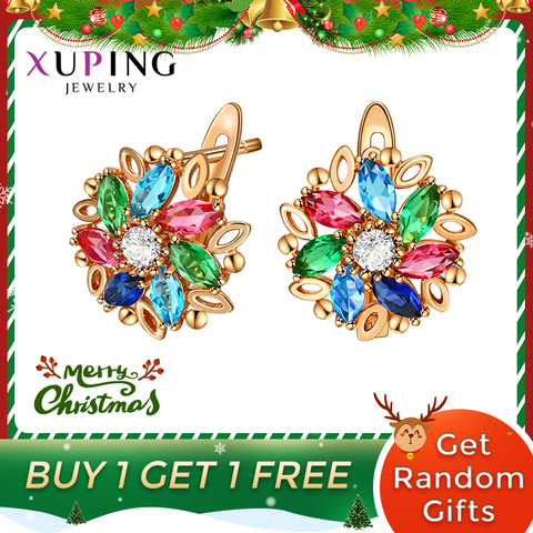 Xuping-pendientes de Zirconia cúbica para mujer, joyería a la moda, con forma de flor colorida, 98251 ► Foto 1/6