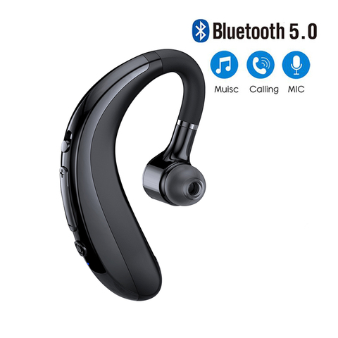 Auriculares inalámbricos con Bluetooth 5,0, cascos con gancho para la oreja, deportivos, de negocios, de una sola oreja, manos libres con micrófono para teléfono inteligente ► Foto 1/6