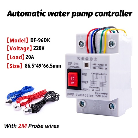 Controlador de nivel de agua automático DF-96D, interruptor de 20A, 220V, 2m, Sensor de detección de nivel de líquido, controlador de bomba de agua ► Foto 1/6