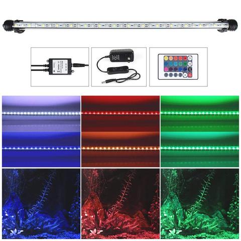 Luz LED RGB para acuario, barra de luz sumergible subacuática colorida, resistente al agua, 5050 SMD, lámpara de decoración acuática con control remoto ► Foto 1/6