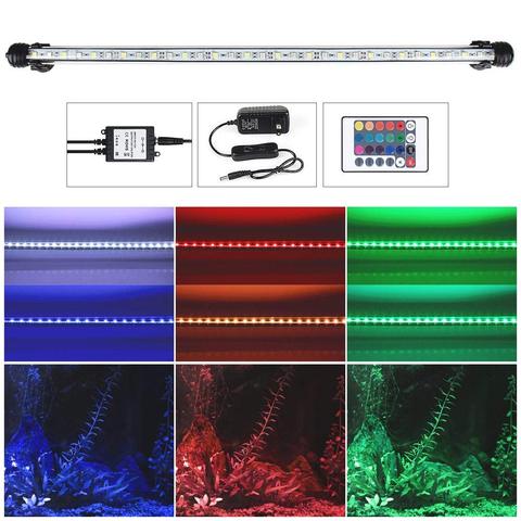 Luz LED RGB para acuario, barra de luz sumergible subacuática colorida, resistente al agua, 5050 SMD, lámpara de decoración acuática con control remoto ► Foto 1/6