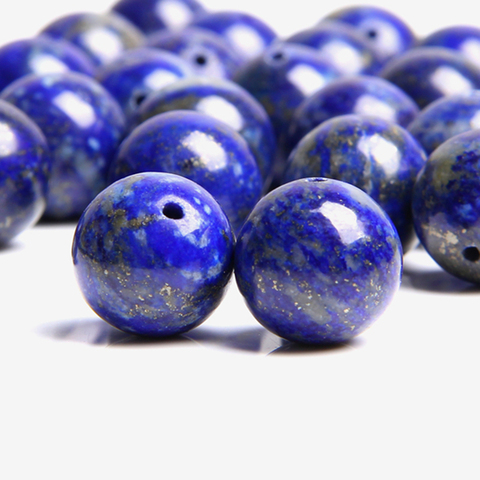 Lapislázuli-Cuentas de piedra lapislázuli azul natural, espaciador de lapislázuli liso, cuentas sueltas para fabricación de joyas, pulsera ► Foto 1/4