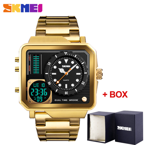 SKMEI-relojes digitales de cuarzo para hombre, pulsera electrónica deportiva, resistente al agua, de acero inoxidable, Masculino ► Foto 1/6