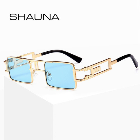 SHAUNA-gafas de sol rectangulares estilo Retro Punk para hombre y mujer, anteojos de sol unisex con montura de Metal hueca, Steampunk, con UV400 ► Foto 1/6