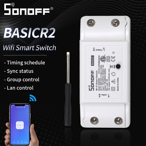 Sonoff-interruptor Wifi básico, módulo de relé de 220V, temporizador, inalámbrico, inteligente, luz, enlace inteligente, casa inteligente para eWeLink ► Foto 1/6