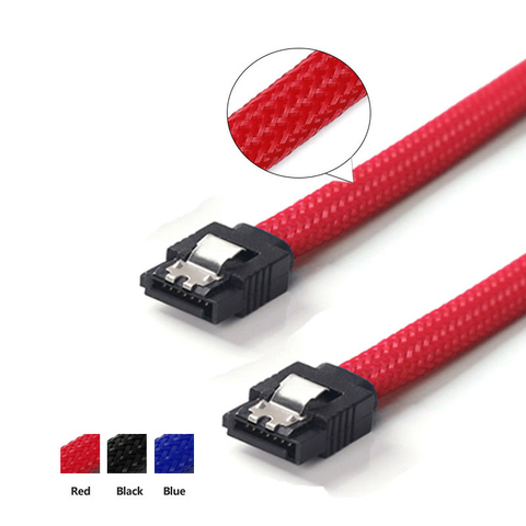 Sata3-Cables de datos de 7 pines, Cable Ssd de 6 gb/s de 50cm, unidad de disco duro Hdd, línea con nailon trenzado, blanco, rojo, manga Premium, 3 uds. ► Foto 1/6