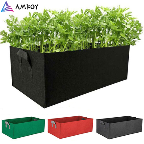 AMKOY-bolsa para cultivo de flores, macetero cuadrado de tela elevada para jardín, maceta con asa ► Foto 1/6