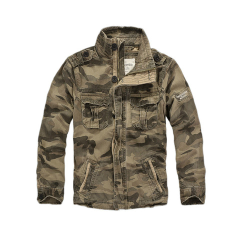 Chaqueta militar de camuflaje de mezclilla para hombre, chaqueta de camuflaje del ejército con cuello levantado, prendas de vestir, monos, abrigo informal de algodón puro grueso XXL para invierno ► Foto 1/6