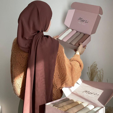 1 pc popular Malasia estilo simple burbuja de gasa pañuelo hijab abrigo chales colores sólidos diadema musulmán hijab bufandas bufanda ► Foto 1/6