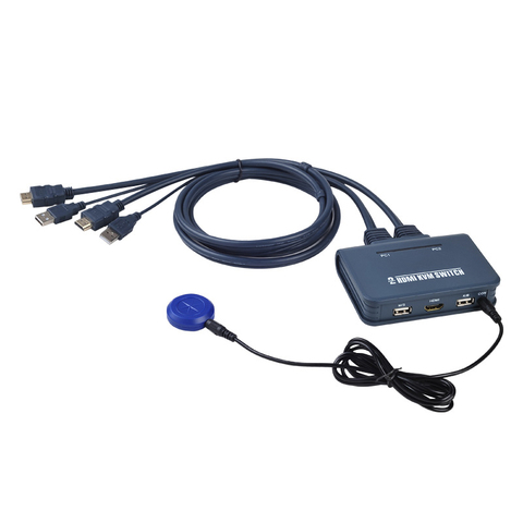 Interruptor con 2 puertos HDMI VGA DVI KVM para compartir teclado ratón USB 2,0, caja divisora con controlador remoto, Cables USB ► Foto 1/1