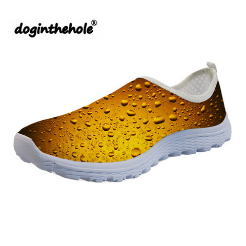 Doginthehole-Zapatos planos divertidos para Mujer, Unisex, con estampado 3D de cerveza, zapatillas ligeras de malla informales, transpirables, primavera y verano ► Foto 1/6